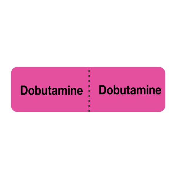 IV Drug Line Label - Dobutamine/Dobutamine 7/8" x 3" Flr Pink w/Black